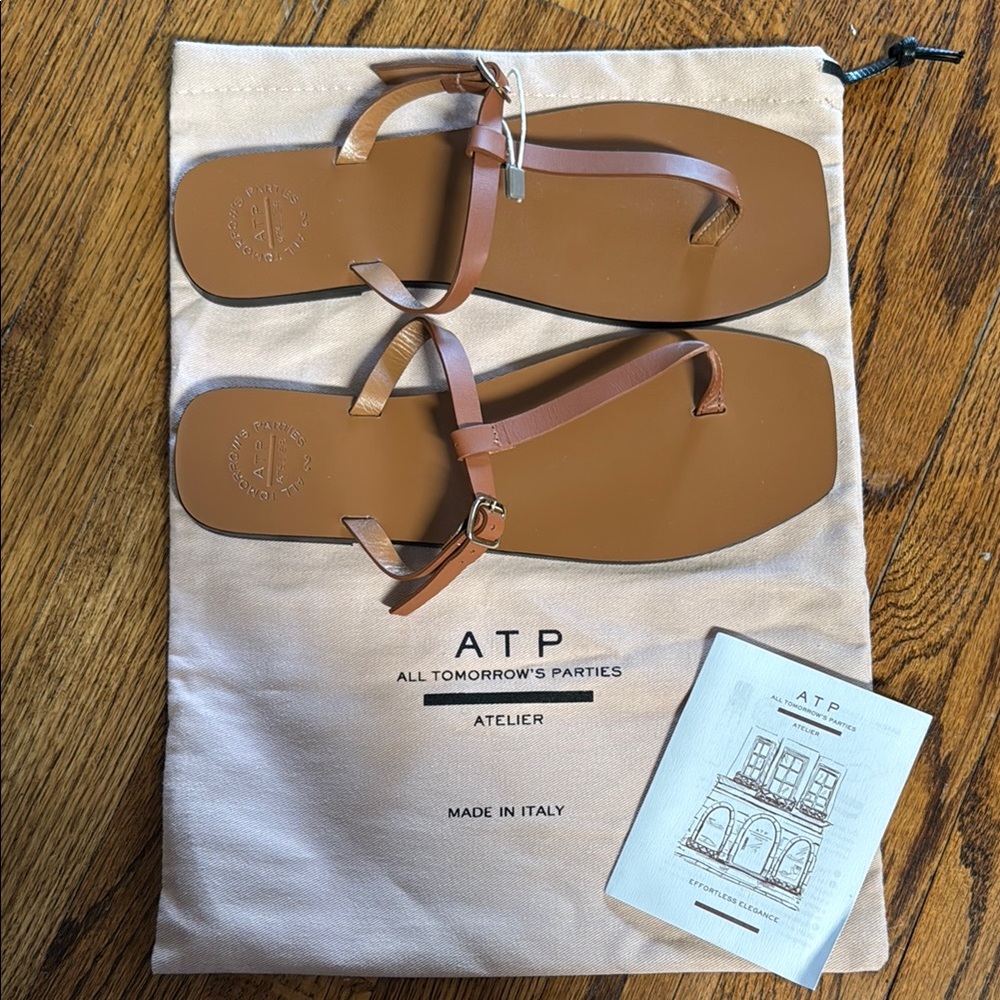 ATP Atelier Women's Brown Leather Thong Sandals